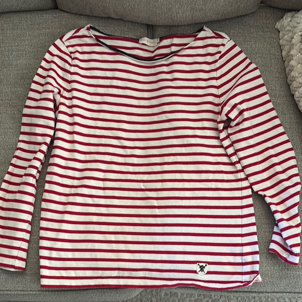 Tory Burch Red and White Striped Top
